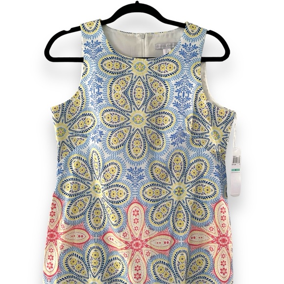 NWT London Times Multicolor Floral Mini Sleeveless Sundress Artsy Stretch Size 8 - Picture 2 of 10